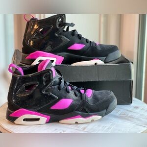 Nike Air Jordan Flight Club 91 Black Fuchsia Blast Size 6.5y 8w Basketball Shoes